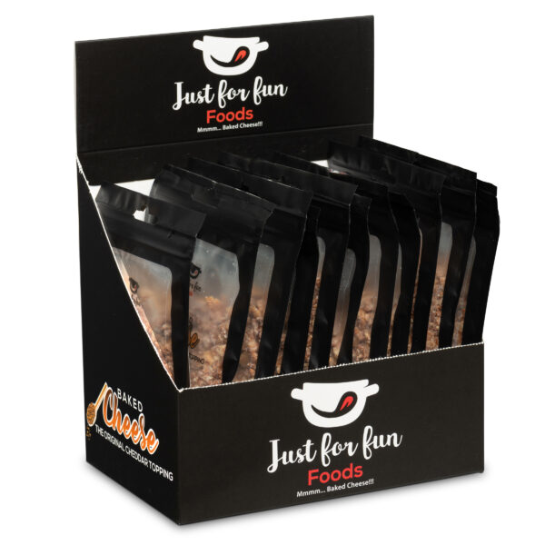 Baked Cheese - the Original Cheddar Topping - Box (12 count)/50g Zip Top Pouch (5-10 servings)